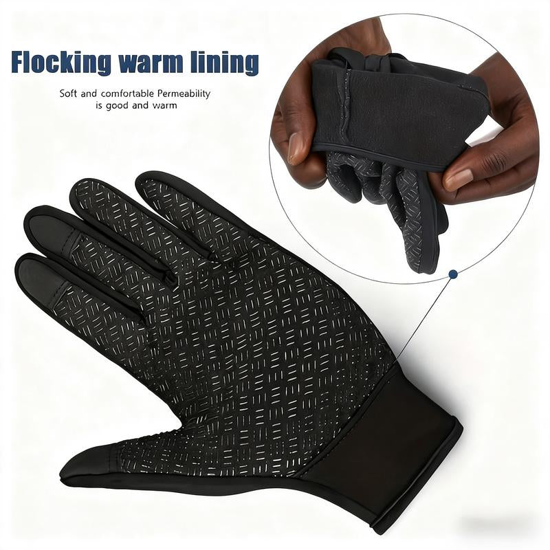 Men'S & Women'S Fleece Gloves, Touch Screen Windproof Warm Gloves for Winter, Unisex Full Finger Gloves for Cycling Motorcycle Running All Seasons