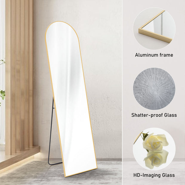 Floor Standing Mirror, Wall Mirror With Stand Aluminum Alloy Thin Frame