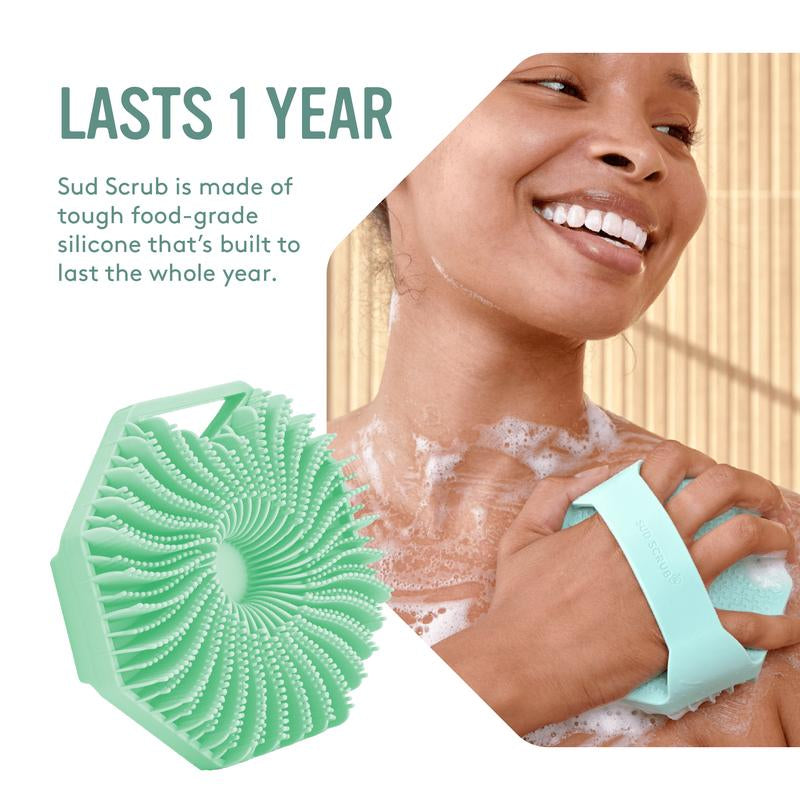 Sud Scrub Body Scrubber, Antimicrobial Silicone Body Scrubber, Exfoliating for Sensitive Skin, Bath & Shower Body Brush, Shower Accessories
