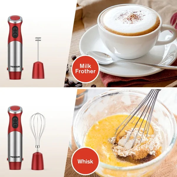 5 In 1 Immersion Blender Handheld 12 Speed Mode Hand Blender, Stainless Steel Blade With Mixing Beaker,