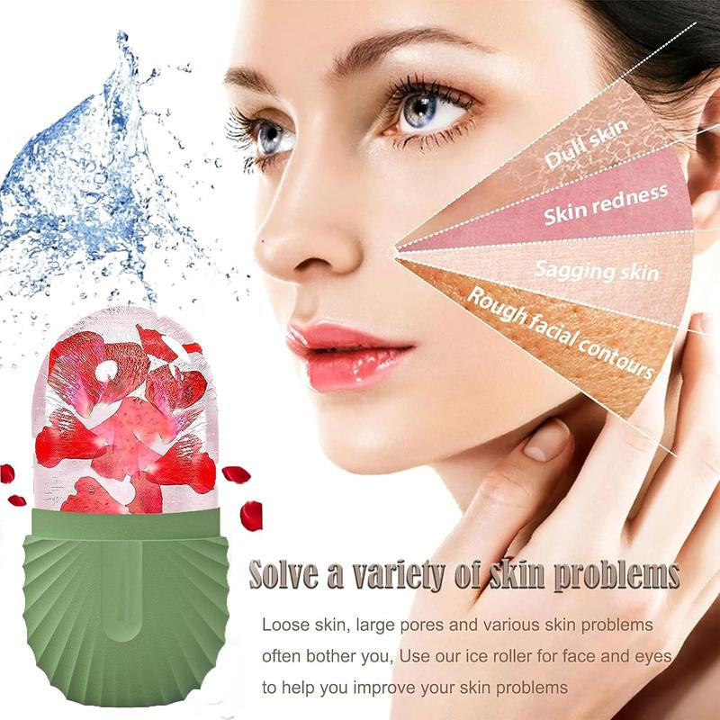 Ice Roller for Face and Eye, Silicone Ice Facial Roller Ice Holder, Face Ice Mold Skin Care, Face Ices Reusable Ice Cube Roller Mint Pack Comfort