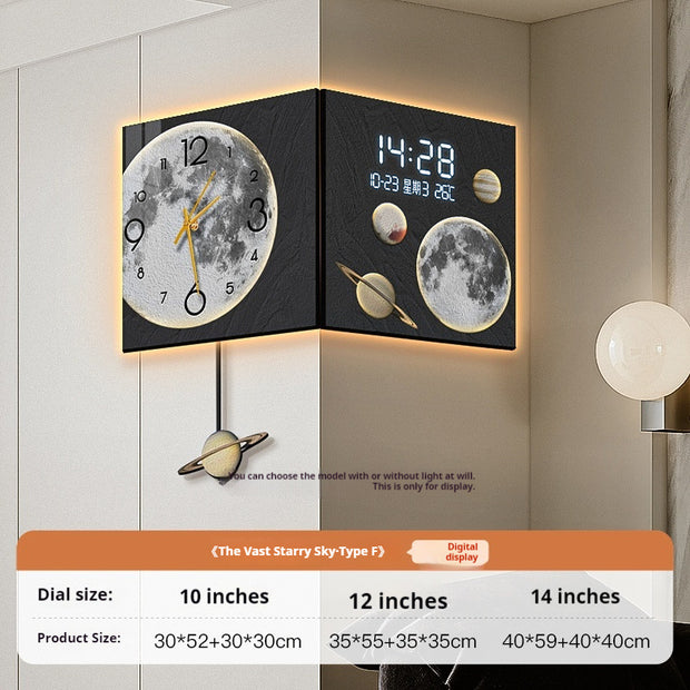 Corner Wall Clock Living Room Digital Display Wall-mounted Atmosphere