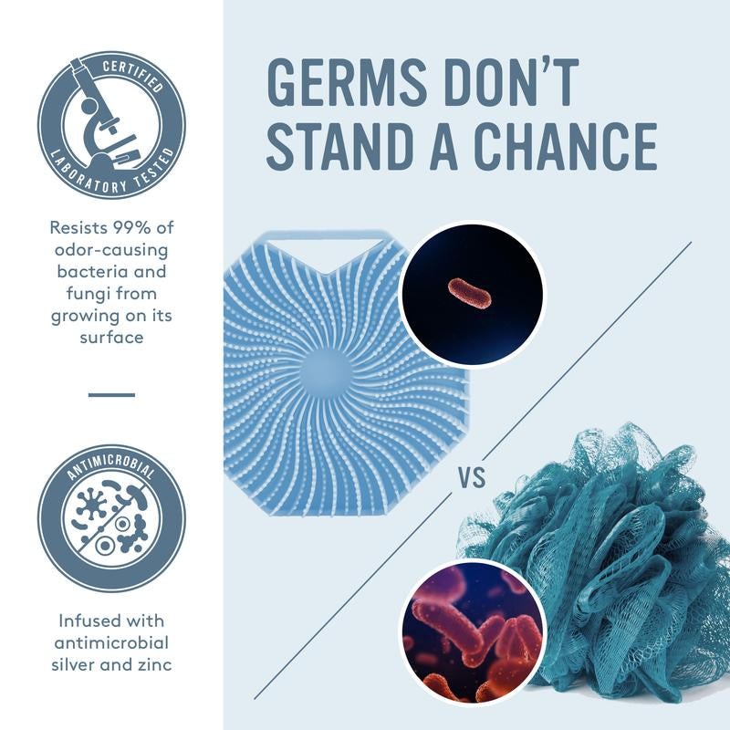 Sud Scrub Body Scrubber, Antimicrobial Silicone Body Scrubber, Exfoliating for Sensitive Skin, Bath & Shower Body Brush, Shower Accessories