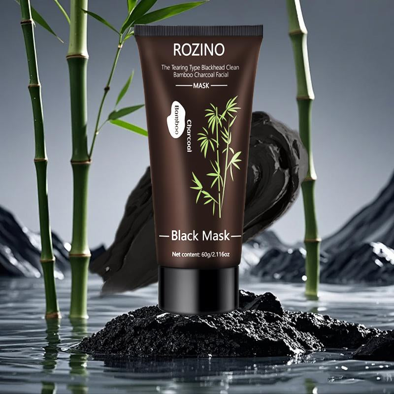 ROZINO Bamboo Charcoal Facial Mask 60G - Blackhead Clean Pore Cleansing Purifying Exfoliating Super Moisture Peel Skincare for Radiance Hydration - Outdoorfun Gentle