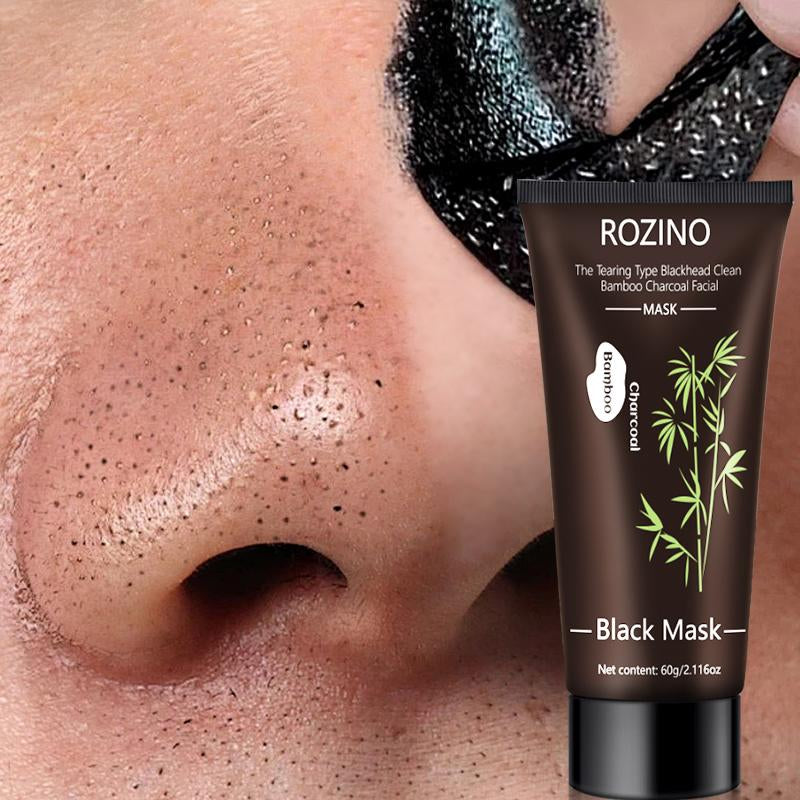 ROZINO Bamboo Charcoal Facial Mask 60G - Blackhead Clean Pore Cleansing Purifying Exfoliating Super Moisture Peel Skincare for Radiance Hydration - Outdoorfun Gentle