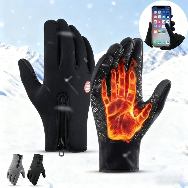 Men'S & Women'S Fleece Gloves, Touch Screen Windproof Warm Gloves for Winter, Unisex Full Finger Gloves for Cycling Motorcycle Running All Seasons