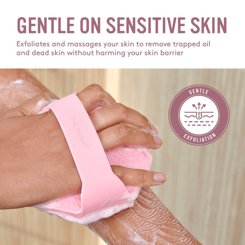 Sud Scrub Body Scrubber, Antimicrobial Silicone Body Scrubber, Exfoliating for Sensitive Skin, Bath & Shower Body Brush, Shower Accessories