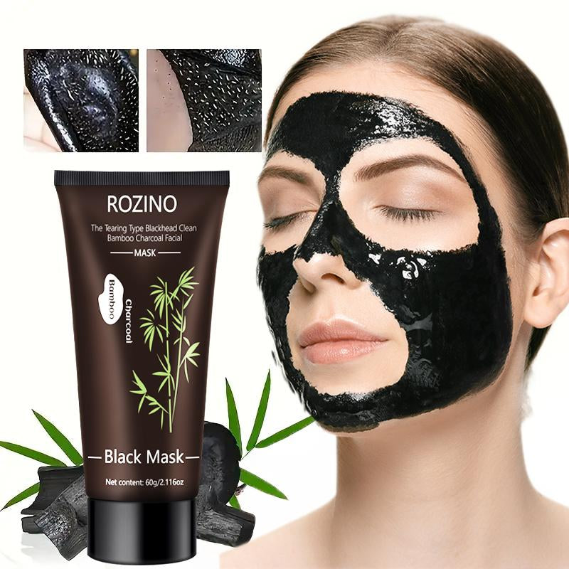 ROZINO Bamboo Charcoal Facial Mask 60G - Blackhead Clean Pore Cleansing Purifying Exfoliating Super Moisture Peel Skincare for Radiance Hydration - Outdoorfun Gentle