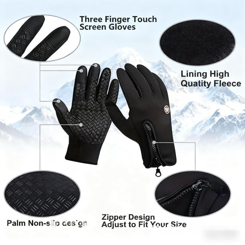 Men'S & Women'S Fleece Gloves, Touch Screen Windproof Warm Gloves for Winter, Unisex Full Finger Gloves for Cycling Motorcycle Running All Seasons